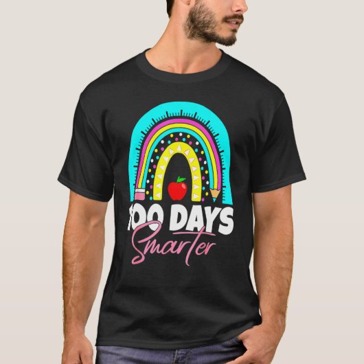 100 Days Smarter Funny 100th Day Of School Rainbow T-Shirt (Vorderseite)