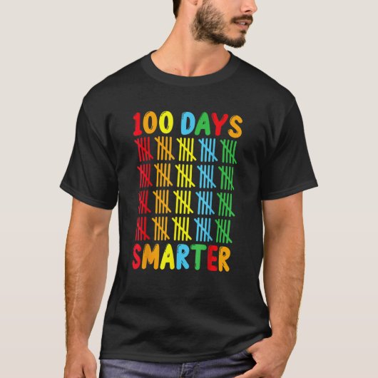 100 Days Smarter Funny Tally Teacher And Students  T-Shirt (Vorderseite)