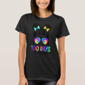 100 Days Smarter Girls Messy Bun Hair 100th Day Of T-Shirt (Vorderseite)