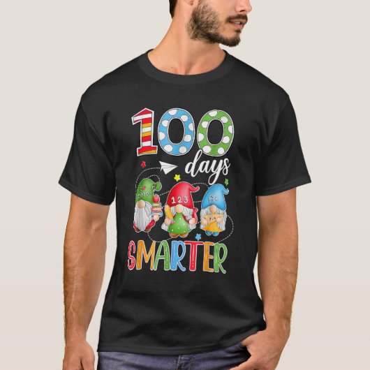 100 Days Smarter Gnome 100th Day Of School Men Kid T-Shirt (Vorderseite)
