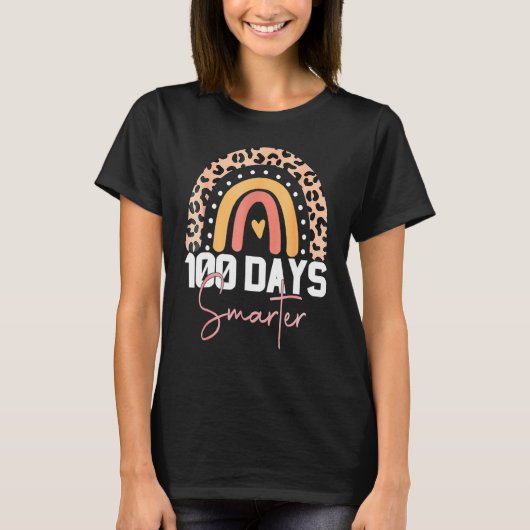 100 Days Smarter Happy 100th Day Of School Rainbow T-Shirt (Vorderseite)