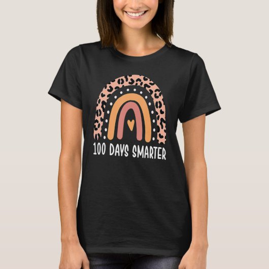100 Days Smarter Happy 100th Day Of School Rainbow T-Shirt (Vorderseite)