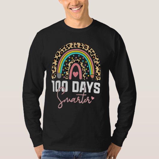 100 Days Smarter Happy 100th Day Of School Rainbow T-Shirt (Vorderseite)