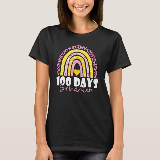 100 Days Smarter Happy 100th Day Of School Rainbow T-Shirt (Vorderseite)