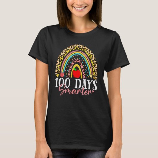 100 Days Smarter Happy 100th Day Of School Rainbow T-Shirt (Vorderseite)