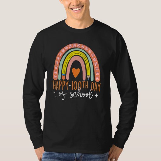 100 Days Smarter Happy 100th Day Of School Rainbow T-Shirt (Vorderseite)