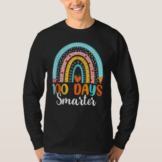 100 Days Smarter Happy 100th Day Of School Rainbow T-Shirt (Vorderseite)