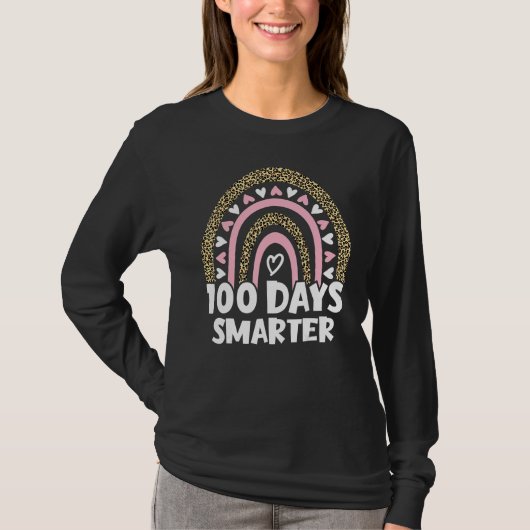 100 Days Smarter Happy 100th Day Of School Rainbow T-Shirt (Vorderseite)