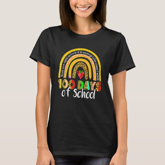 100 Days Smarter Happy 100th Day Of School Rainbow T-Shirt (Vorderseite)