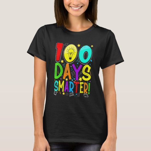100 Days Smarter Happy 100th Day Of School Student T-Shirt (Vorderseite)