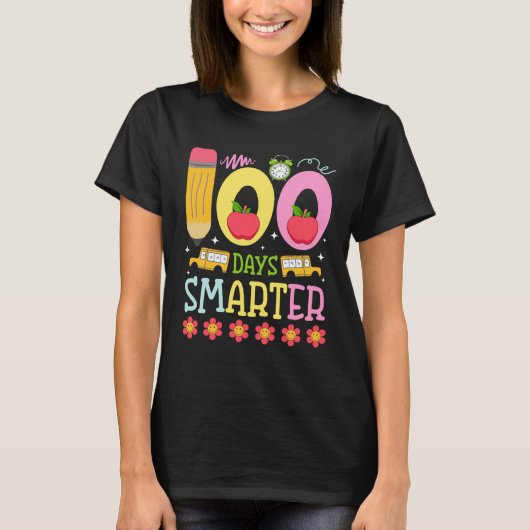 100 Days Smarter Happy 100th Day of School Teacher T-Shirt (Vorderseite)