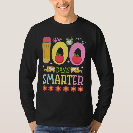100 Days Smarter Happy 100th Day of School Teacher T-Shirt (Vorderseite)