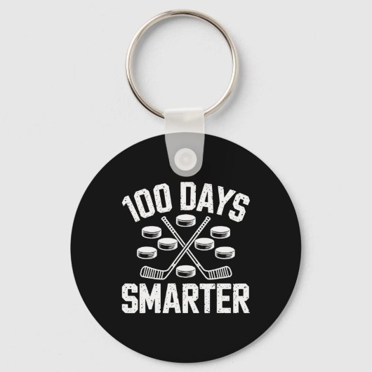 100 Days Smarter Hockey 100th Day Of School Studen Schlüsselanhänger (Vorderseite)