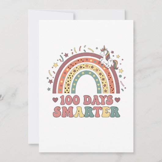 100 Days Smarter Kids Girls Unicorn 100th Day of Einladung (Vorderseite)
