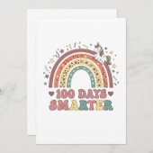 100 Days Smarter Kids Girls Unicorn 100th Day of  Einladung (Vorne/Hinten)