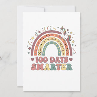 100 Days Smarter Kids Girls Unicorn 100th Day of  Feiertagskarte