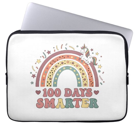 100 Days Smarter Kids Girls Unicorn 100th Day of Laptopschutzhülle (Vorderseite)