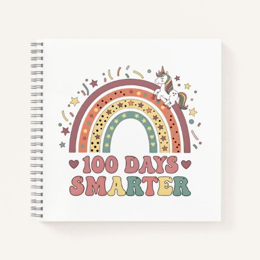 100 Days Smarter Kids Girls Unicorn 100th Day of Notizblock (Vorderseite)