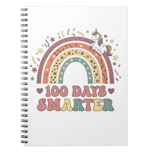 100 Days Smarter Kids Girls Unicorn 100th Day of Notizblock (Vorderseite)