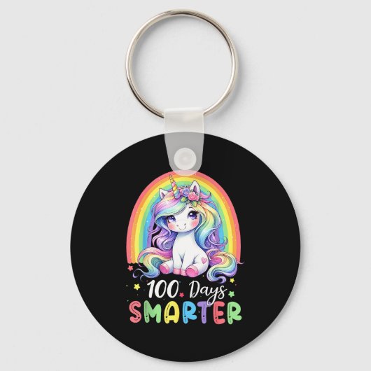 100 Days Smarter Kids Girls Unicorn 100th Day Of S Schlüsselanhänger (Vorderseite)