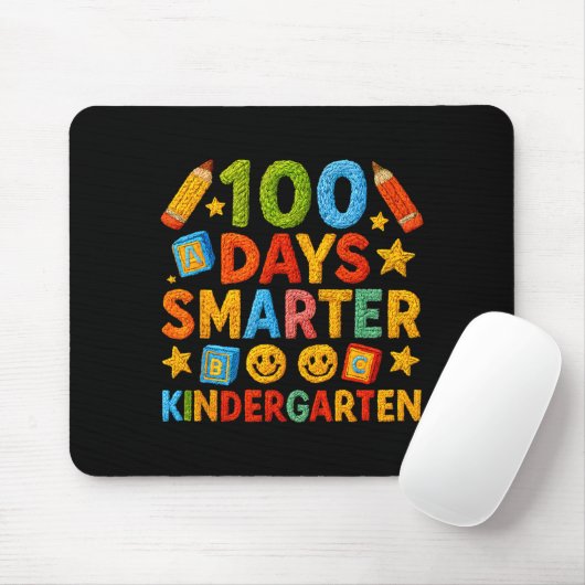 100 Days Smarter Kindergarten Milestone School Ach Mousepad (Mit Mouse)