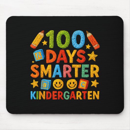 100 Days Smarter Kindergarten Milestone School Ach Mousepad (Vorne)