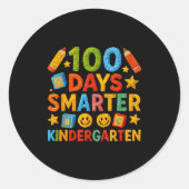 100 Days Smarter Kindergarten Milestone School Ach Runder Aufkleber (Vorderseite)