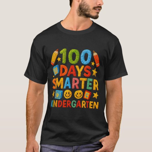 100 Days Smarter Kindergarten Milestone School Ach T-Shirt (Vorderseite)