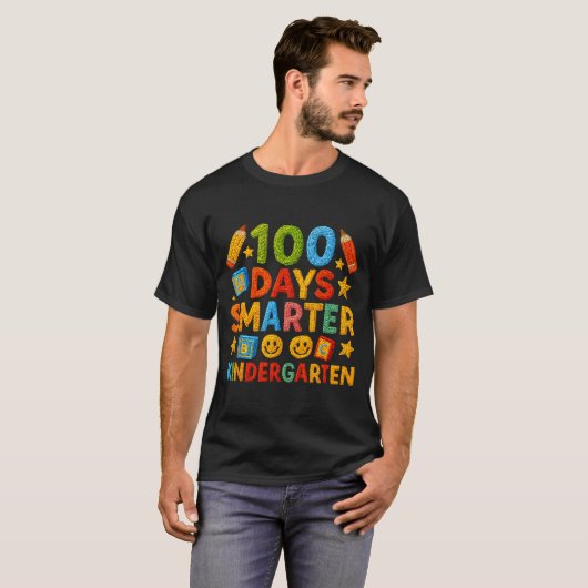 100 Days Smarter Kindergarten Milestone School Ach T-Shirt (Vorne ganz)
