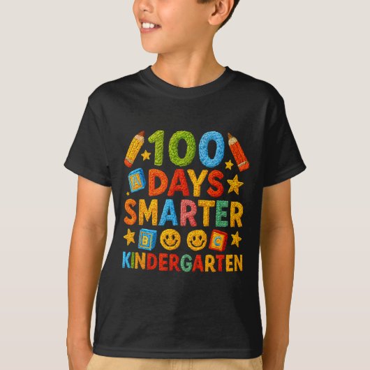 100 Days Smarter Kindergarten Milestone School Ach T-Shirt (Vorderseite)