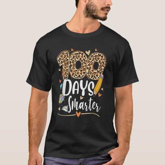 100 Days Smarter Leopard Happy 100th Day Of School T-Shirt (Vorderseite)