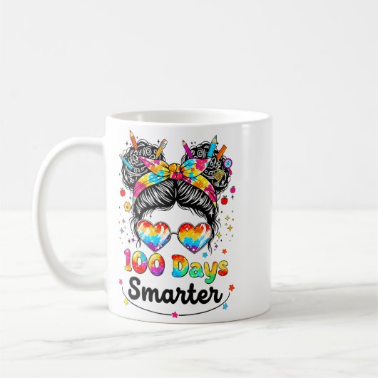 100 Days Smarter Messy Bun 100th Day Of School Gir Kaffeetasse (Links)