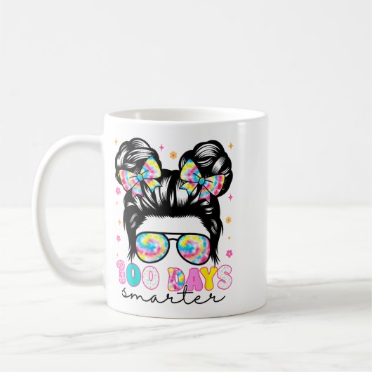 100 Days Smarter Messy Bun Girl 100th Day Of Schoo Kaffeetasse (Links)