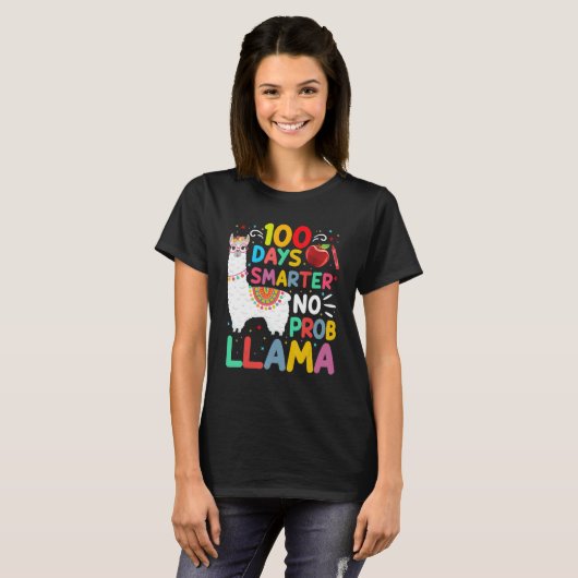 100 Days Smarter No Probllama Llama 100 Days of Sc T-Shirt (Vorne ganz)