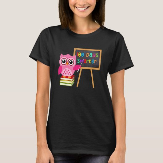 100 Days Smarter Owl Teacher Girls Child 100th Day T-Shirt (Vorderseite)