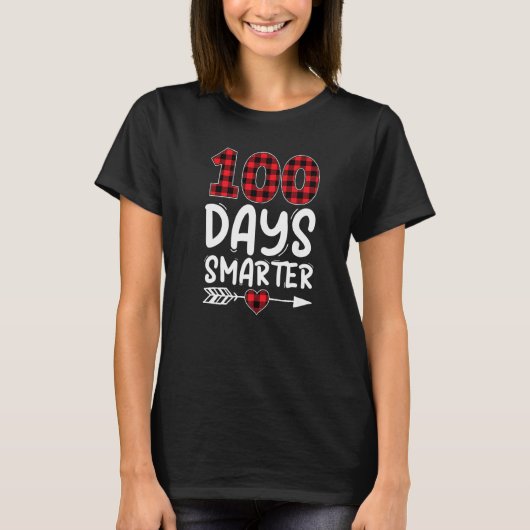 100 Days Smarter Plaid Red 100th Day of School Te T-Shirt (Vorderseite)