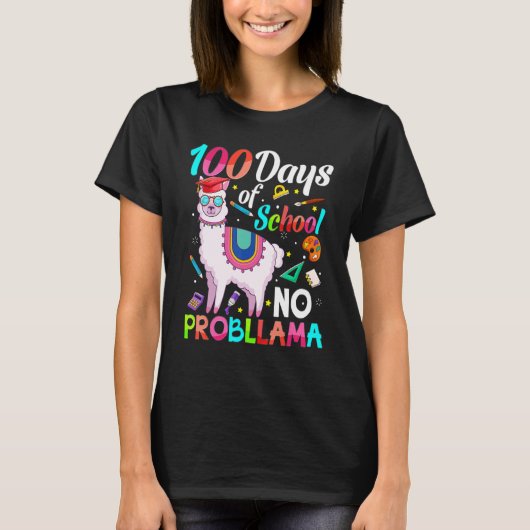 100 Days Smarter Shirt No Probllama Llama 100 Days (Vorderseite)