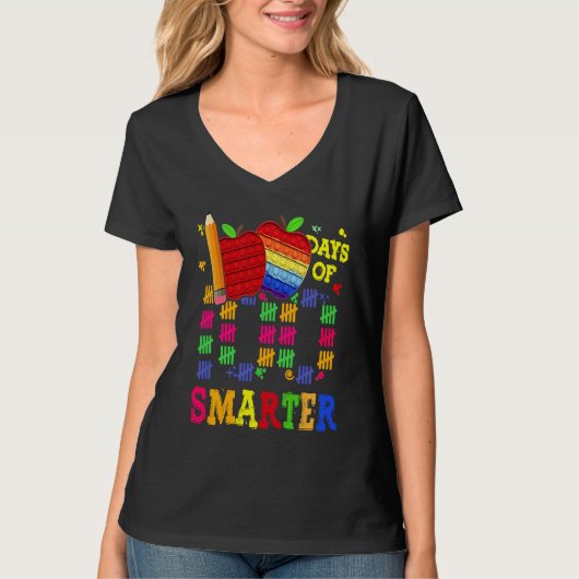 100 Days Smarter Teacher Student Happy 100th Day O T-Shirt (Vorderseite)