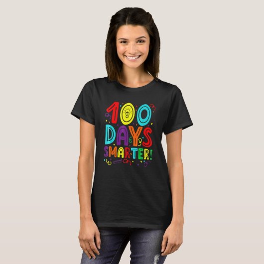 100 Days Smarter Teacher Student Happy 100th Day O T-Shirt (Vorne ganz)