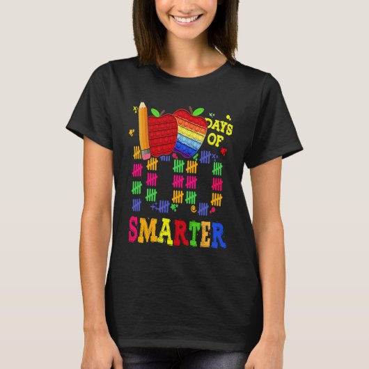 100 Days Smarter Teacher Student Happy 100th Day O T-Shirt (Vorderseite)