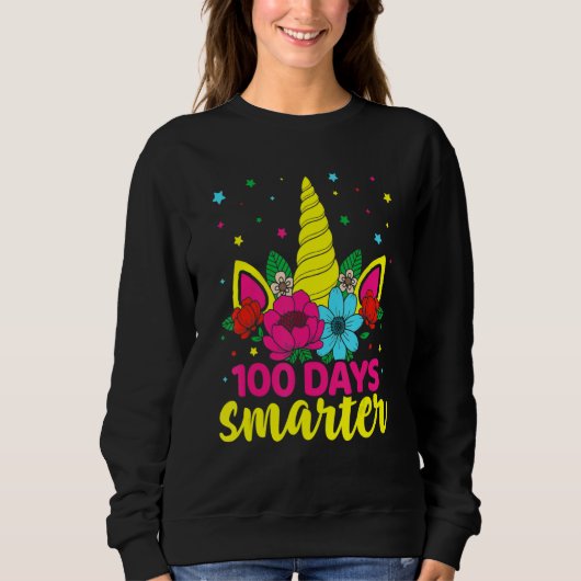 100 Days Smarter Unicorn Girls 100th Day Of School Sweatshirt (Vorderseite)