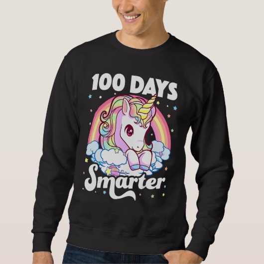 100 Days Smarter Unicorn Girls Teacher 100th Day O Sweatshirt (Vorderseite)