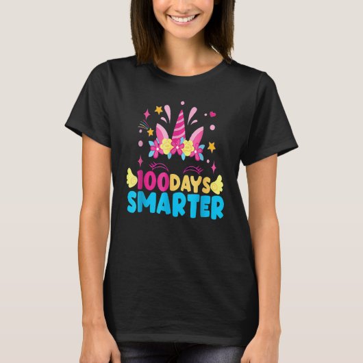 100 Days Smarter Unicorn Girls Teacher 100th Day O T-Shirt (Vorderseite)