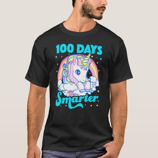 100 Days Smarter Unicorn Girls Teacher 100th Day O T-Shirt (Vorderseite)
