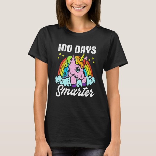 100 Days Smarter Unicorn Girls Teacher 100th Day o T-Shirt (Vorderseite)