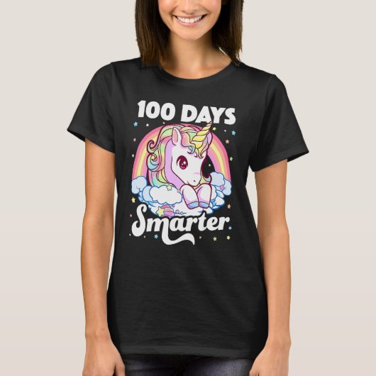 100 Days Smarter Unicorn Girls Teacher 100th Day O T-Shirt (Vorderseite)