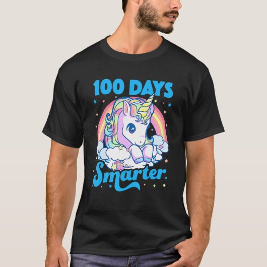 100 Days Smarter Unicorn Girls Teacher 100th Day O T-Shirt (Vorderseite)