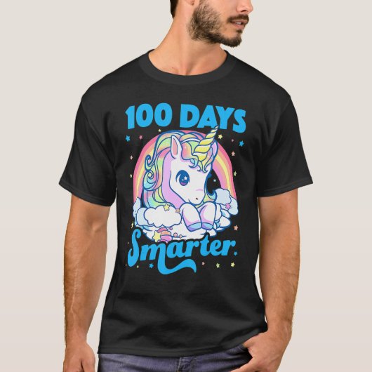 100 Days Smarter Unicorn Girls Teacher 100th Day O T-Shirt (Vorderseite)