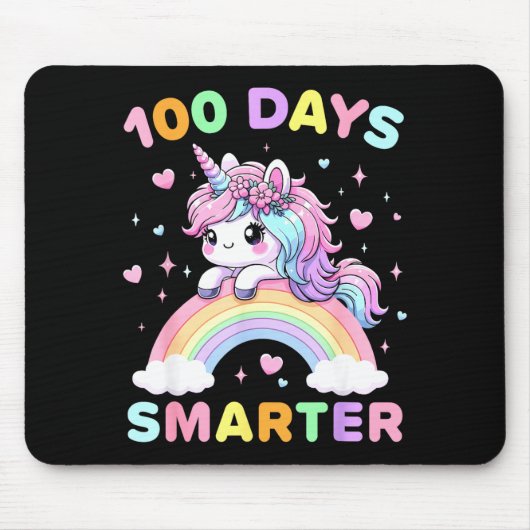 100 Days Smarter Unicorrn 100th Day Of School Kids Mousepad (Vorne)