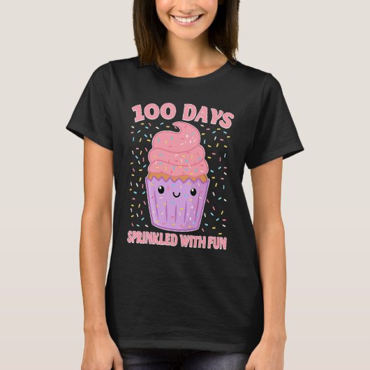100 Days Sprinkled With Fun Cupcake 100th Day Of S T-Shirt (Vorderseite)